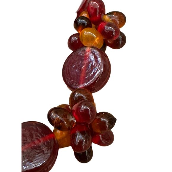 Red and Orange Art Glass Beads Bracelet - Picture 3 of 6